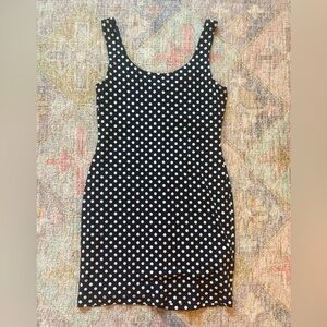 Vintage Y2K Forever 21 Black and White Polka Dot Bodycon Dress
